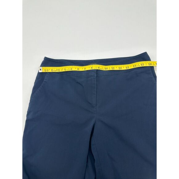 Ann Taylor Factory Pants Ankle Length Gold Button Accent Sz 4 w/ Pocket Navy - Picture 8 of 9